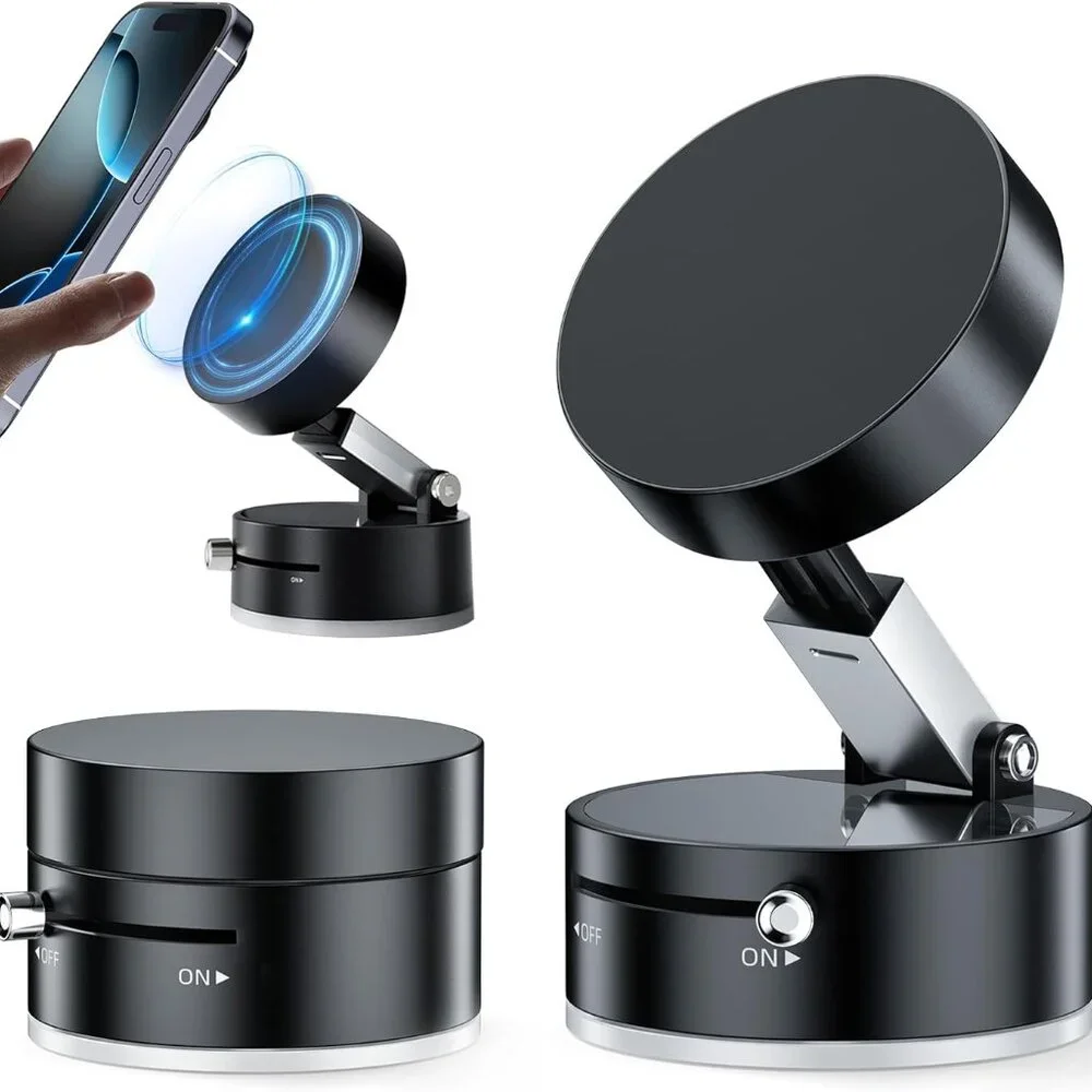 360 Vacuum Strong Magnetic Phone Holder Suction Cup Car Stand Foldable Car Mount